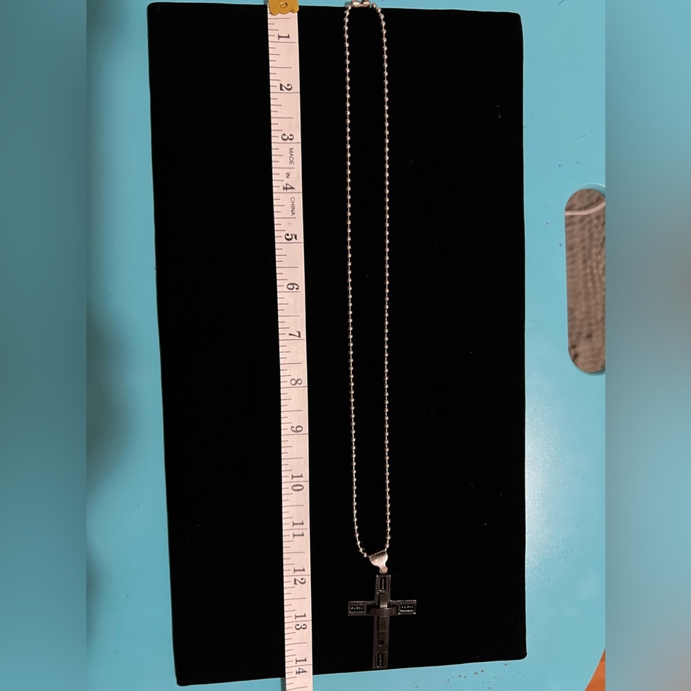 New Men Cross Stainless Steel Necklace Black